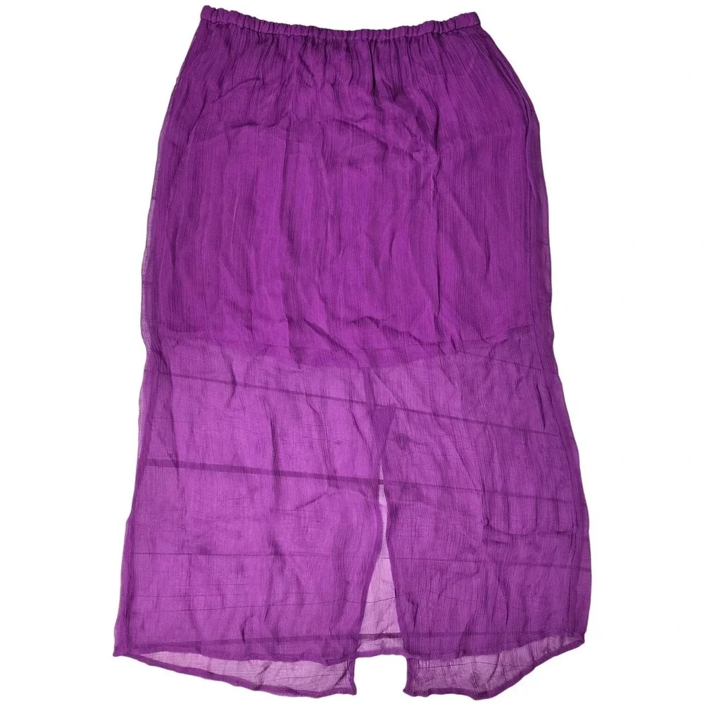 J. Crew Gwyneth‎ layered slip skirt crinkle chiffon Neon Vibrant Purple XXS NWT